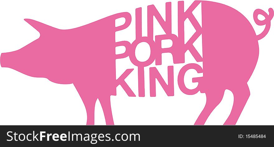 Pink pork design sign on white background