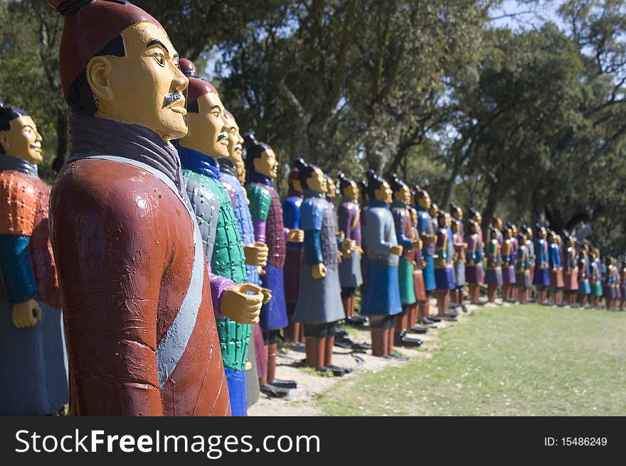 One chinese army represented by clay statues. One chinese army represented by clay statues