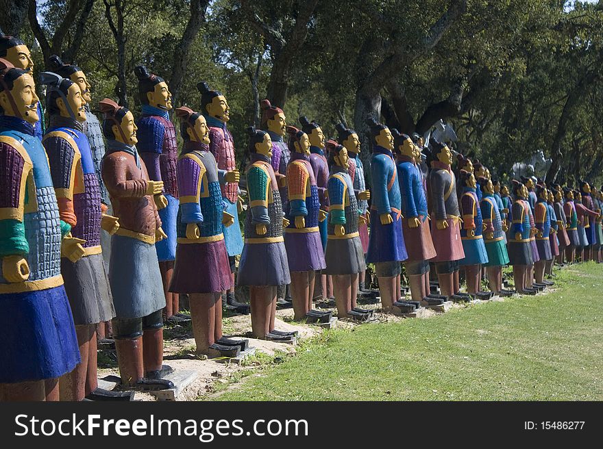 One chinese army represented by clay statues. One chinese army represented by clay statues