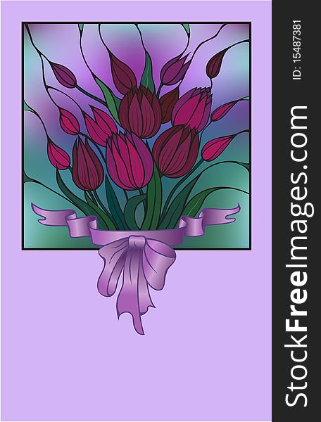 Vector Card With Bouquet Of Flowers