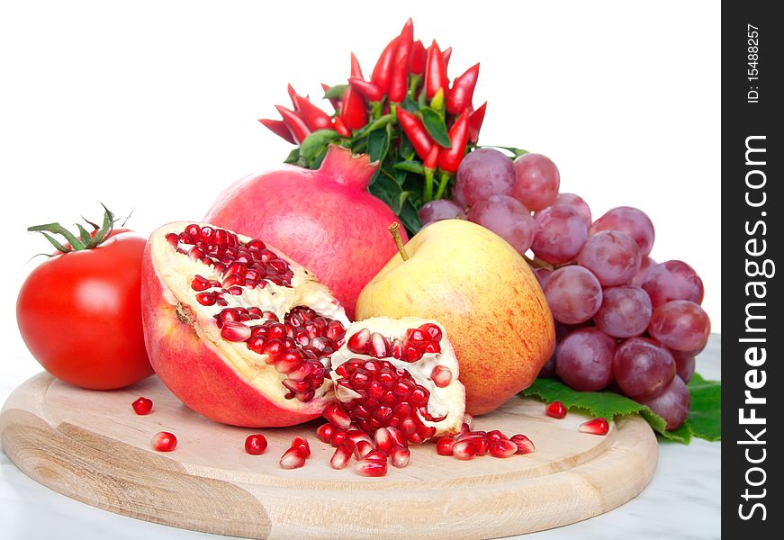Ffresh fruits on table. isolated on a white background