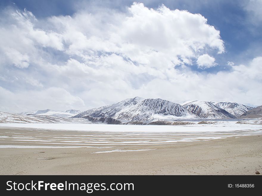 Desert in indian Ladakh against Himalaya mountains. Desert in indian Ladakh against Himalaya mountains