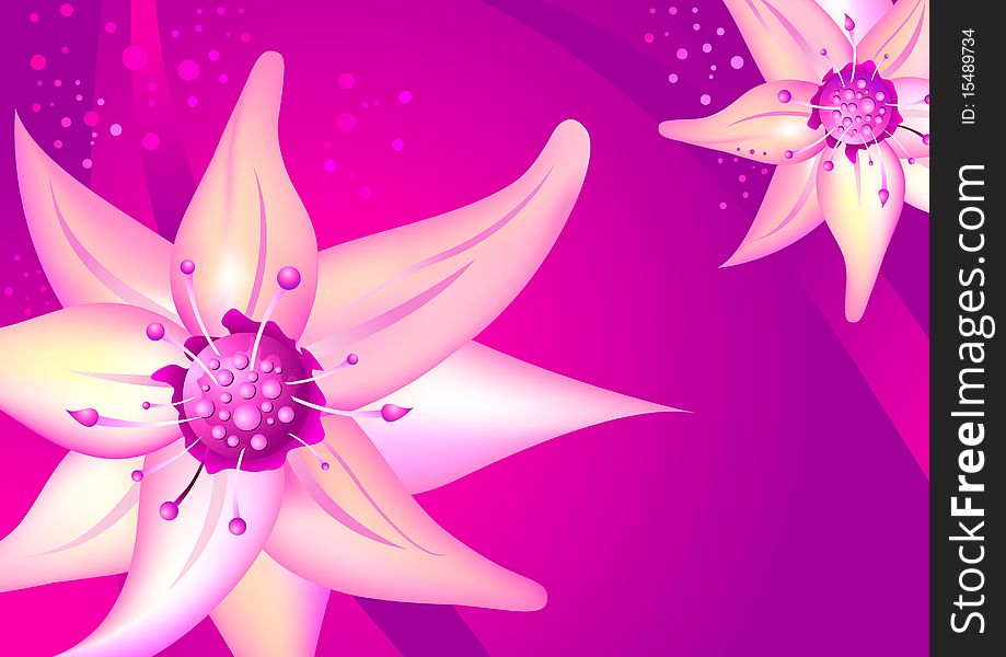 Pink background with beautiful flower illustration. Vector file available. Pink background with beautiful flower illustration. Vector file available.