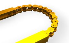 Golden Bicycle Chain Stock Photography