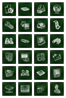 Icons Buttons Set In Green Royalty Free Stock Photos