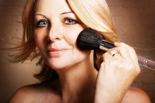 Woman Applying Blusher Stock Photos Woman Applying Blusher Stock Photos