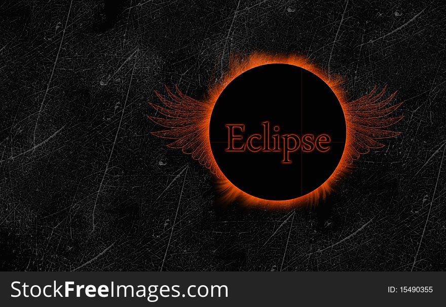 Illustration of sun eclipse with textured background.