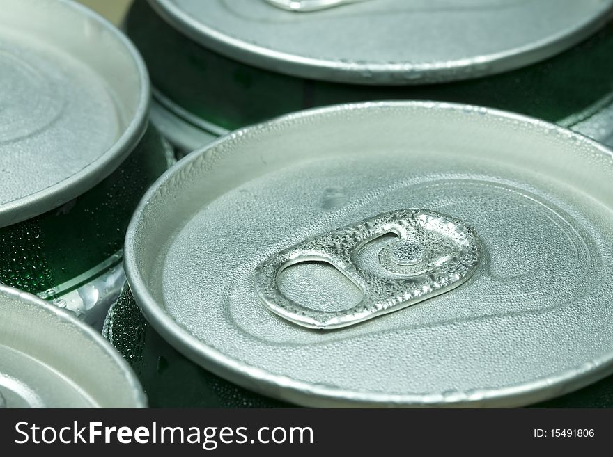 Top side of a aluminum can with an opener - close up