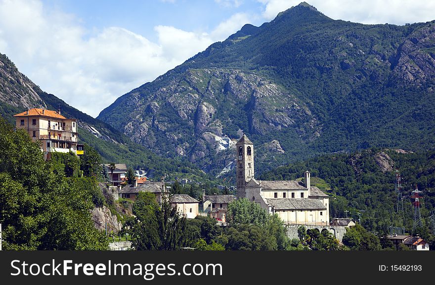 A typical italian village with mountains