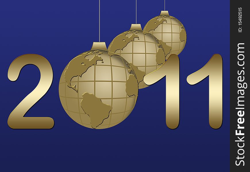 New year background with figures 2011 and globes