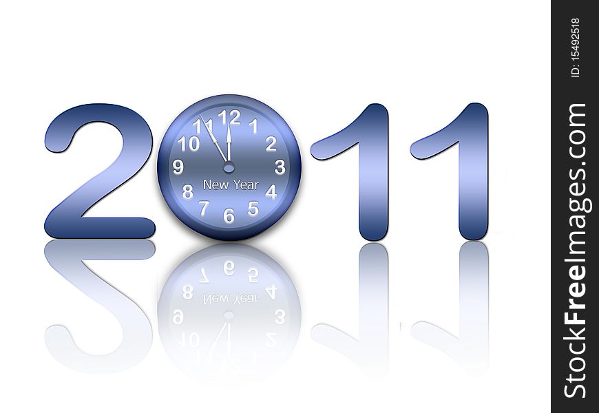 New year background with figures 2011 and clock