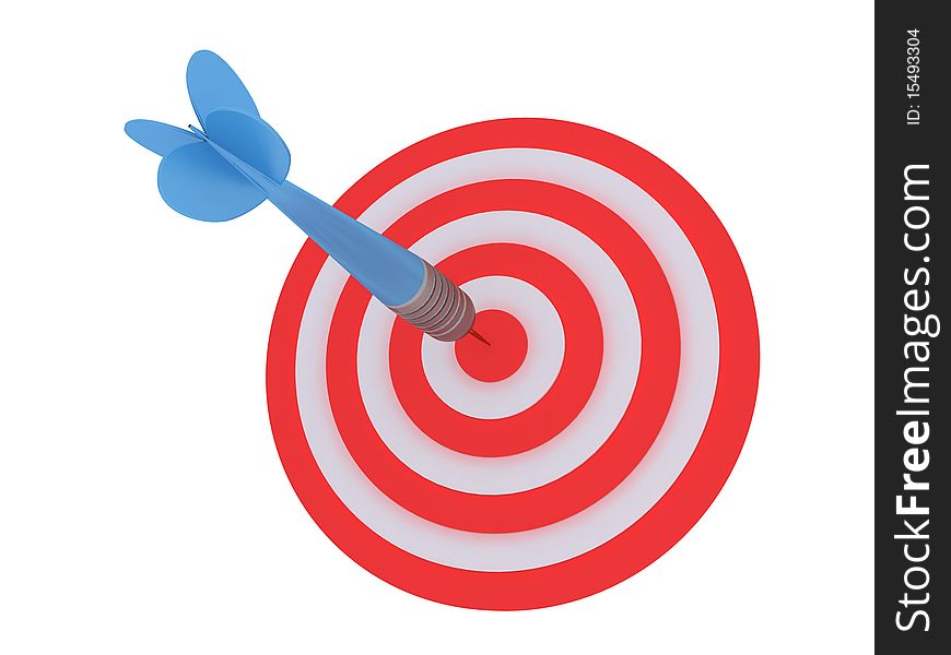 Conceptual image of dart hitting the target. Image isolated on a white back ground. Conceptual image of dart hitting the target. Image isolated on a white back ground.