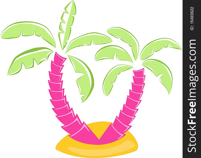 Vector cartoon palm background illustration. Vector cartoon palm background illustration