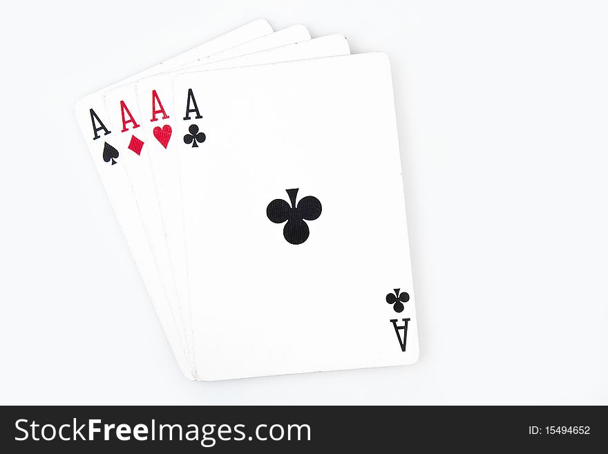 Four aces isolated on white background