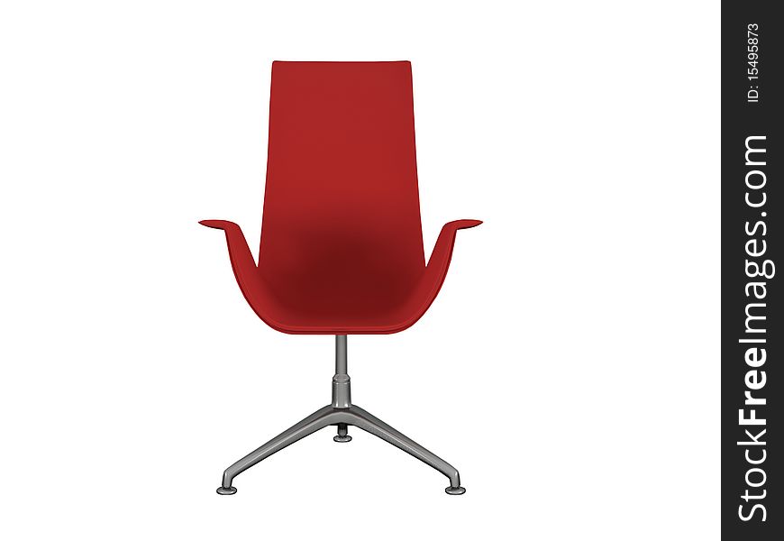 Modern office red armchair, isolated on white, 3d render/illustration