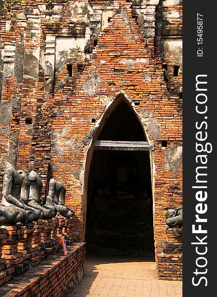 The gate of old stupa in Ayutthaya old city.
