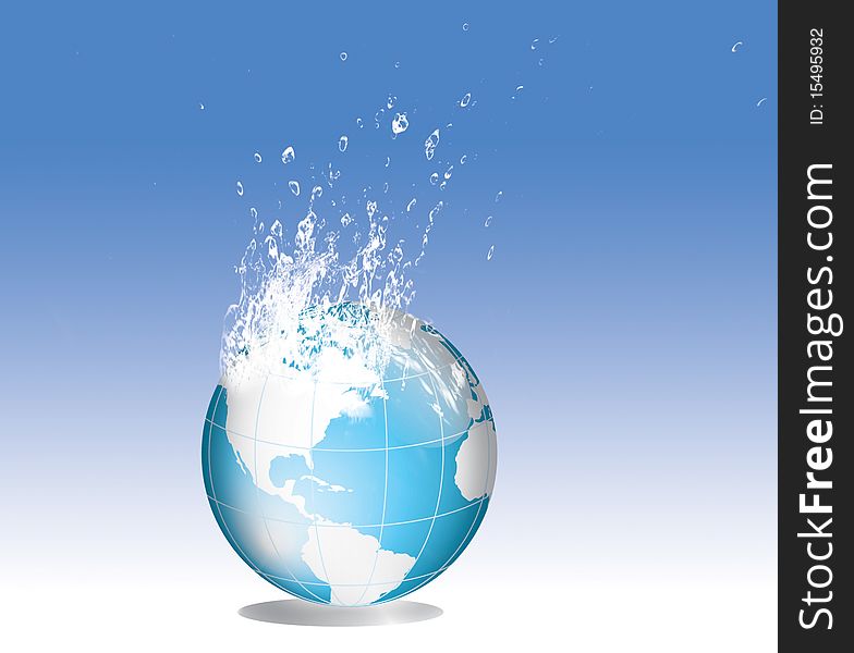 Wold globe with water drops