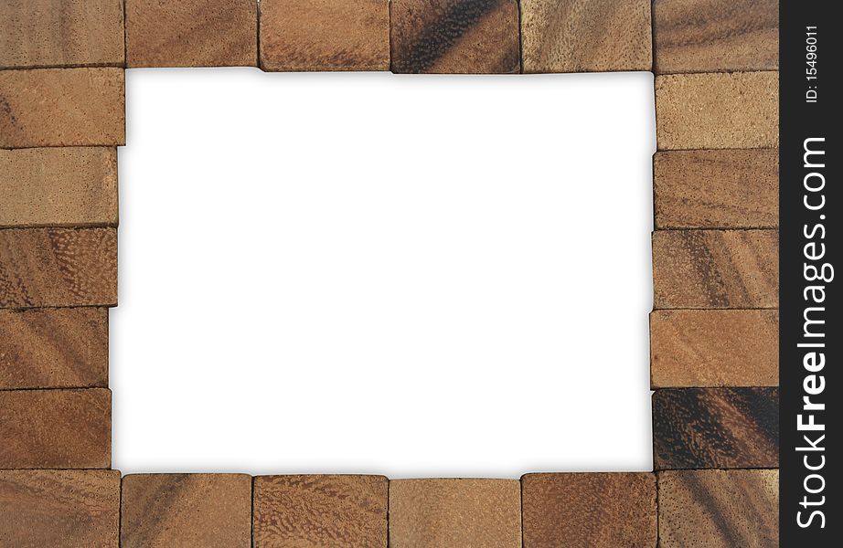 Wood blocks border on white background