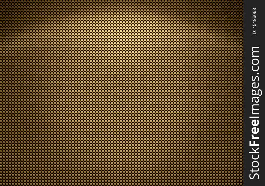 The Perforated seamless golden metal plate. The Perforated seamless golden metal plate