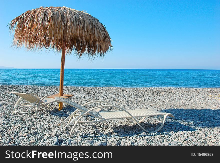 View across pebbles beach, Crete. View across pebbles beach, Crete