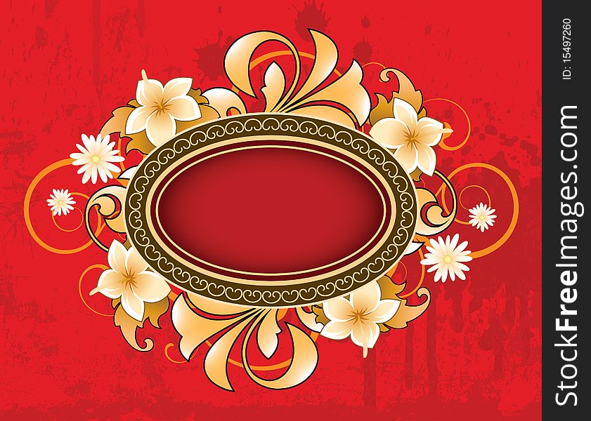 Banner with floral elements on a red background
