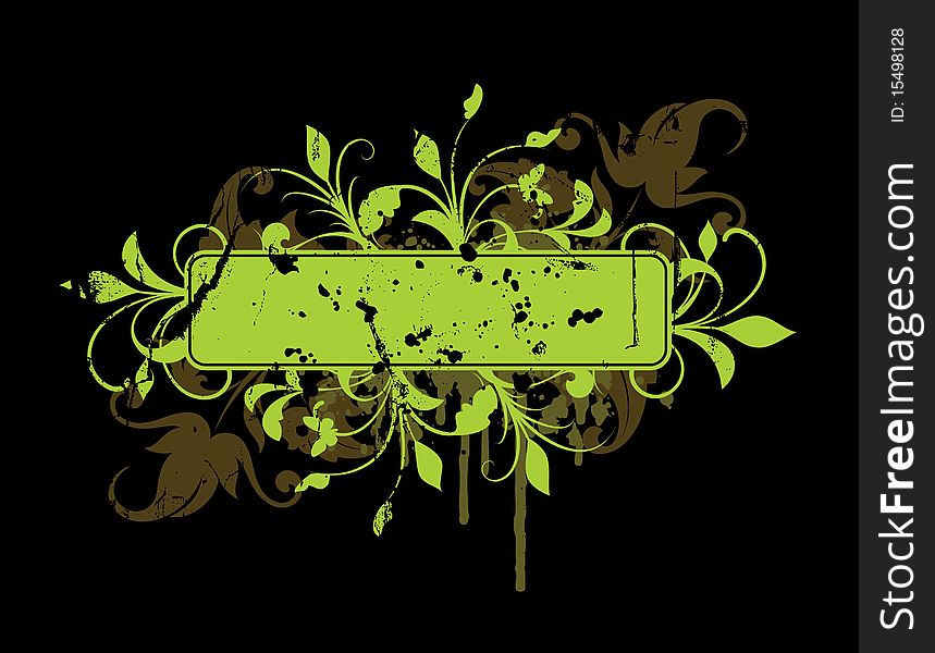 Banner with floral elements on a black background