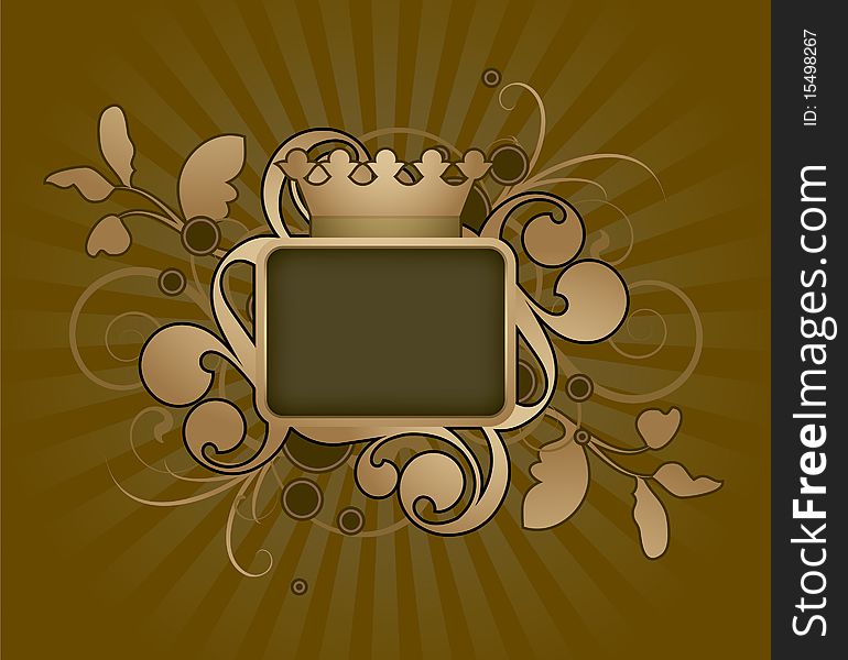 Retro frame with design elements on a striped background