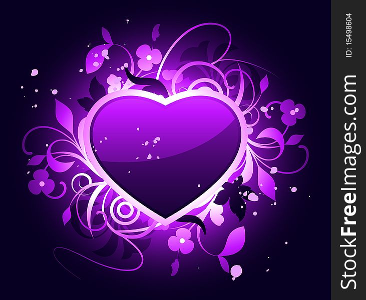 Heart with decorative elements on dark background. Heart with decorative elements on dark background