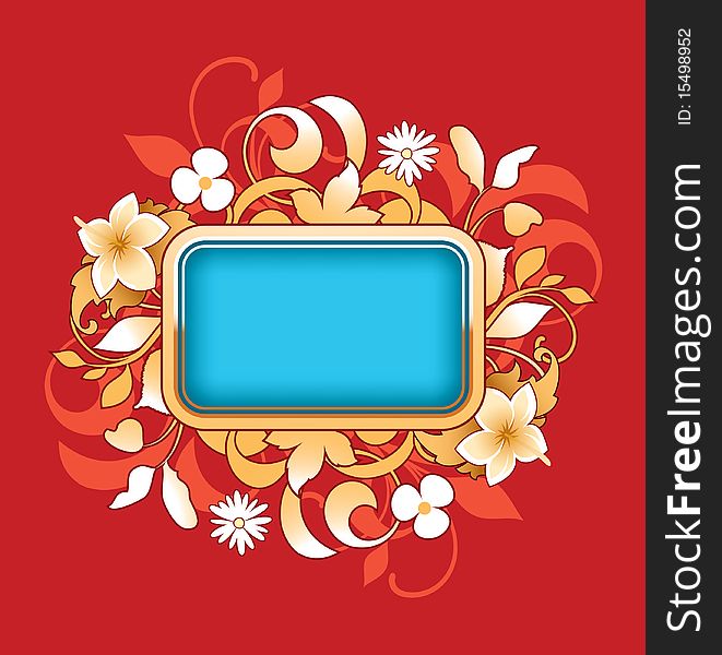 Frame with floral elements on a red background