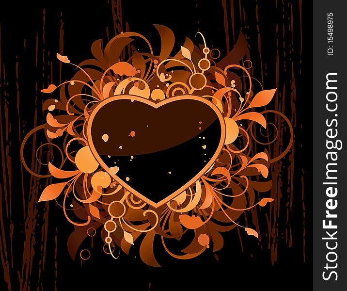 Heart with design elements on a black background