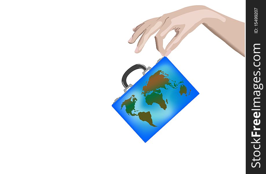 Vector illustration a suitcase with globe