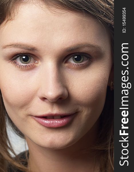 Young woman with makeup closeup macro shot portrait. Young woman with makeup closeup macro shot portrait