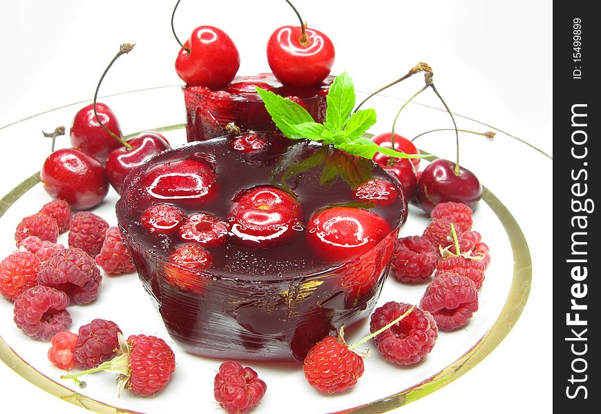 Cherry Jelly Dessert With Berries