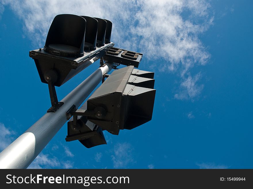 Traffic light and blue sky