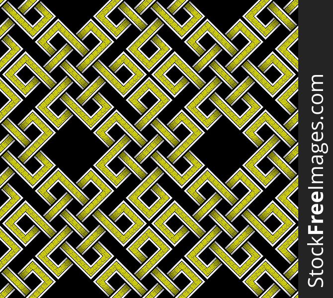 Celtic square yellow figure isolated on black background. Celtic square yellow figure isolated on black background