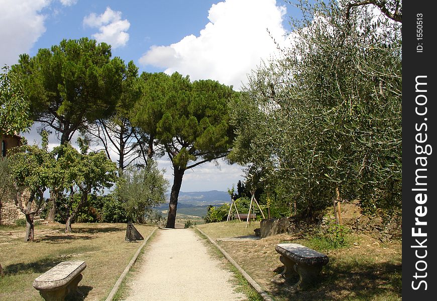 View of garden in tuscany