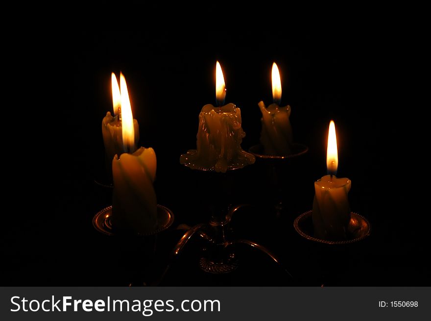 Light of five candles in darkness. Light of five candles in darkness