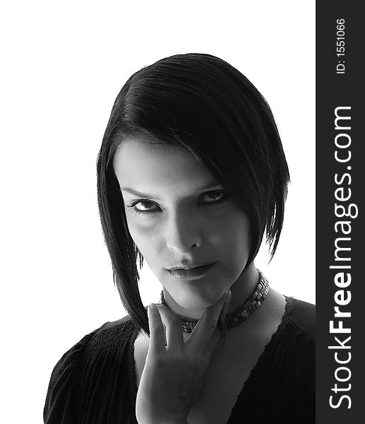 Fashion portrait in Black and white of a girl