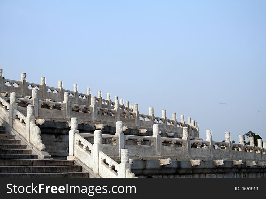 Ancient balustrade of Temple of Heaven in Beijing China