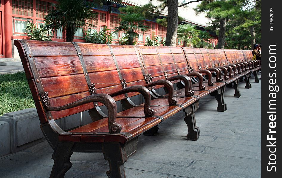 Long wood chair in the Forbidden City of China. Long wood chair in the Forbidden City of China