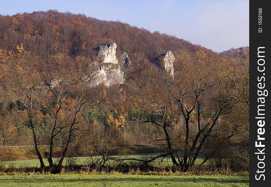 Rocks and trees in the franconian switzerland in  Germany. Rocks and trees in the franconian switzerland in  Germany