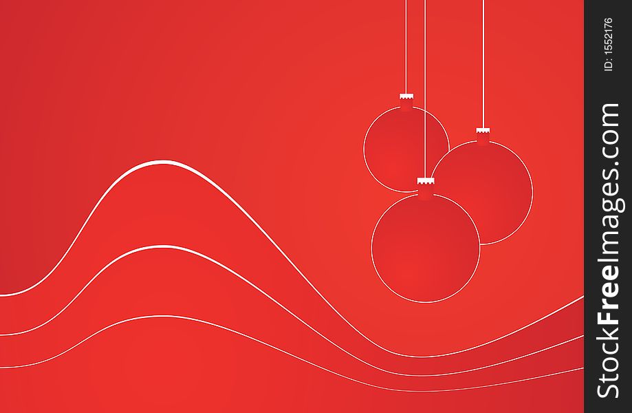 Simple one colour christmas post card with red globes