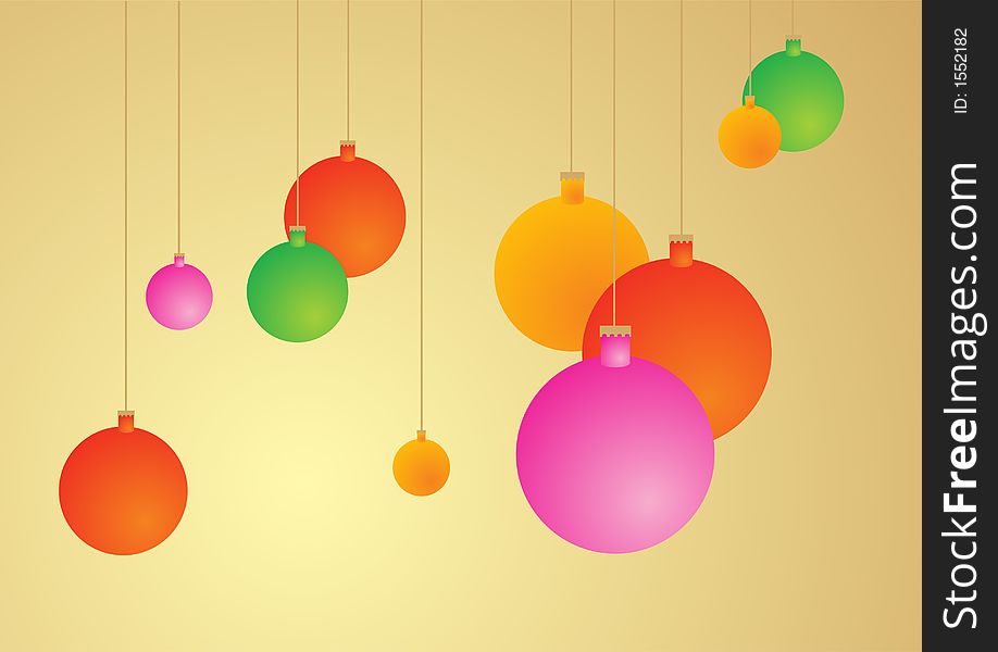 Simple chrismas postcard illustration with colorful globes