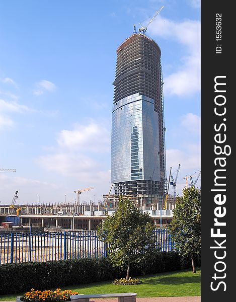 View at construction site of Moscow business center. View at construction site of Moscow business center.