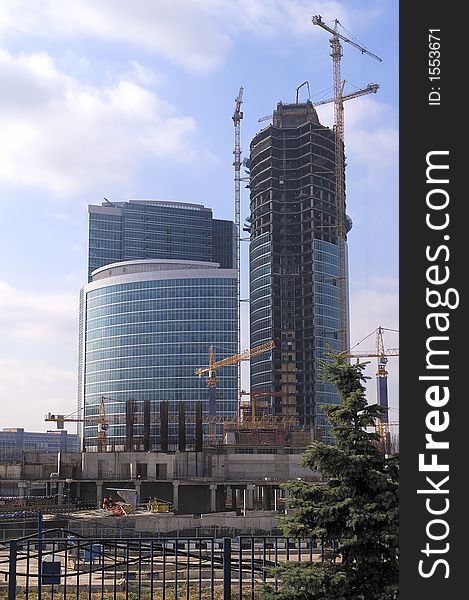 View at construction site of Moscow office center. View at construction site of Moscow office center.