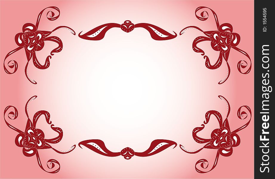 Red ornament with pink background. Red ornament with pink background