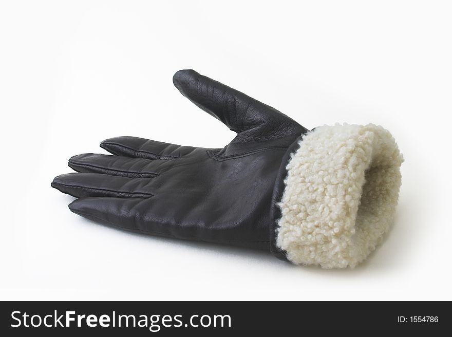 Leather black gloves isolated on a white background