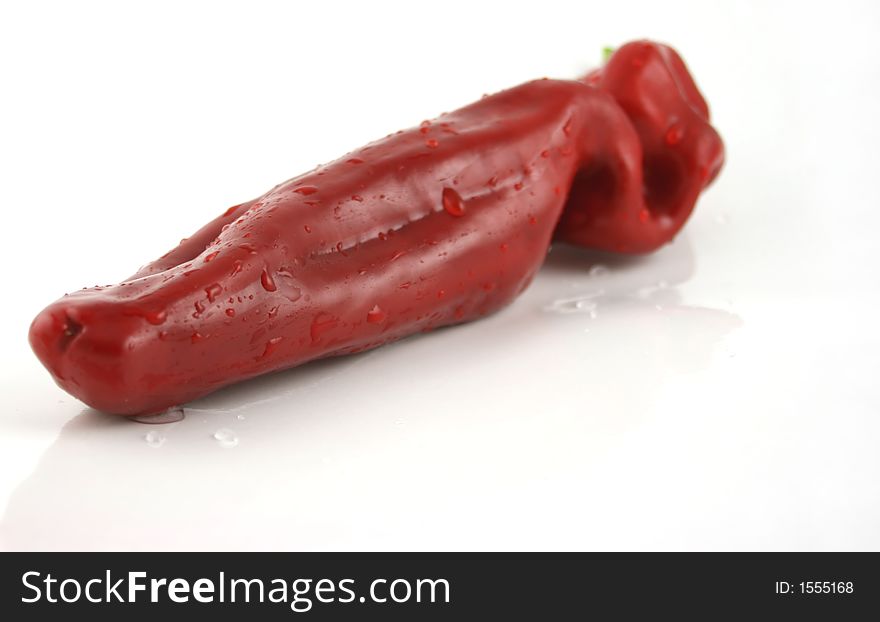 Single huge red chili - close up