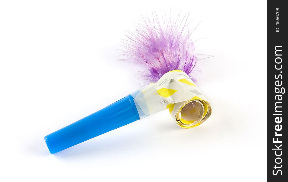 Party colorful whistle shot over white background. Party colorful whistle shot over white background
