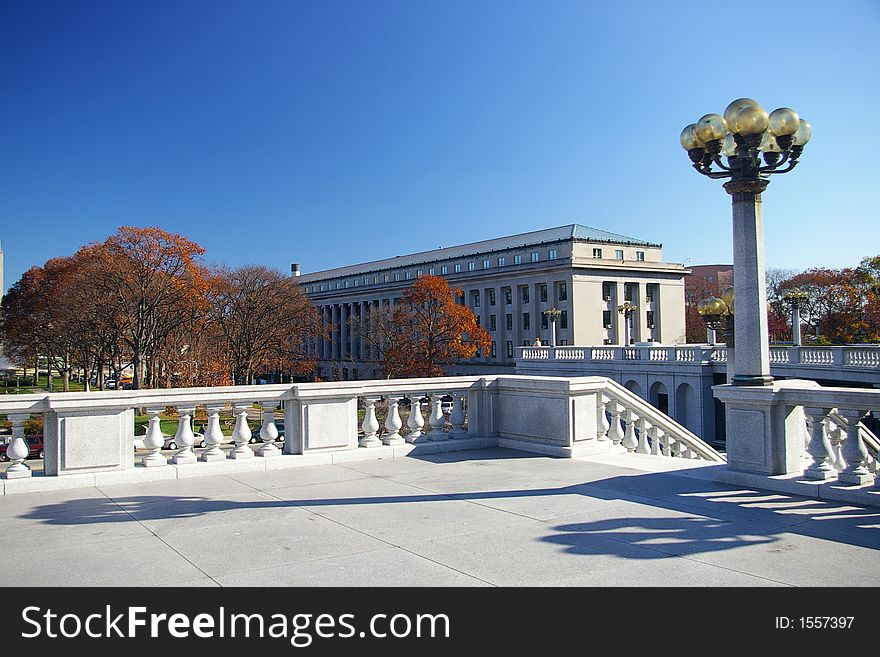 This is a view in the State Capitol Complex in Harrisburg, Pennsylvania.